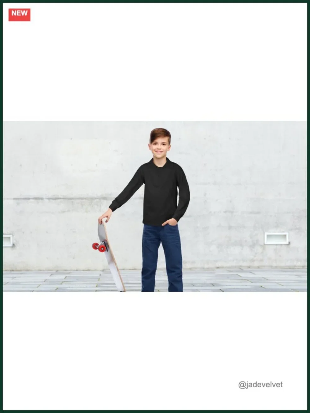 4 Pack Boys Long-Sleeve Pique Polo Shirt Soft School Uniform Blouse